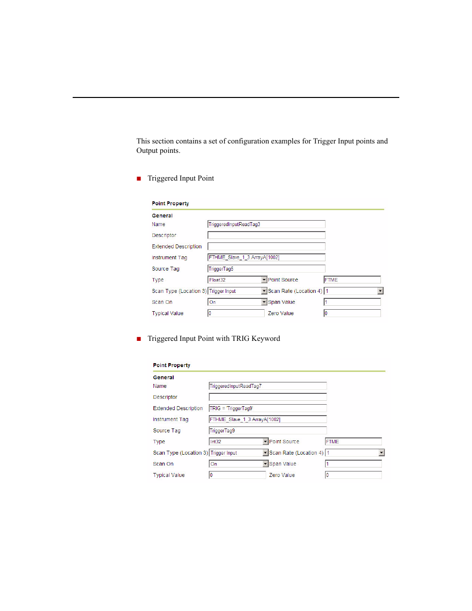 Trigger point configuration examples, E “trigger point configuration examples | Rockwell Automation 1756-HIST2G Historian ME 2.1  User Manual | Page 100 / 320