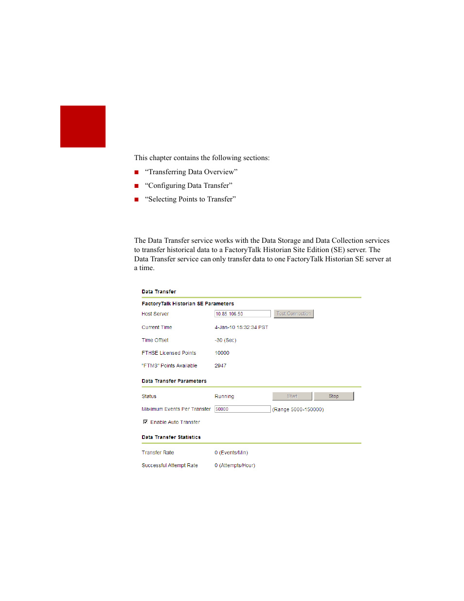 Transferring data, Transferring data overview, 7 • transferring data | He “transferring data” chapter for | Rockwell Automation 1756-HIST2G Historian ME 2.1  User Manual | Page 119 / 320