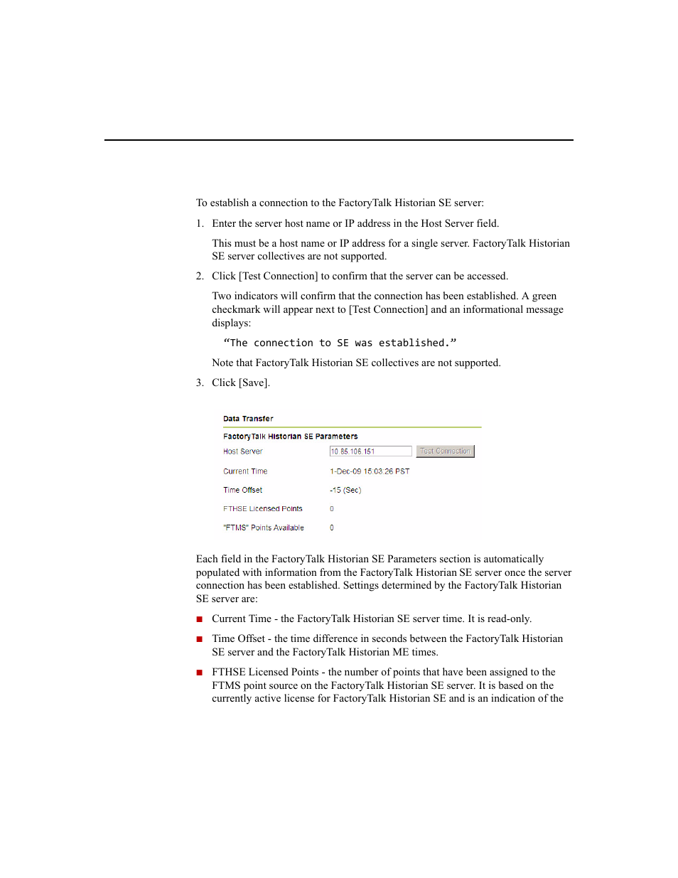 Establishing a factorytalk historian se connection | Rockwell Automation 1756-HIST2G Historian ME 2.1  User Manual | Page 123 / 320