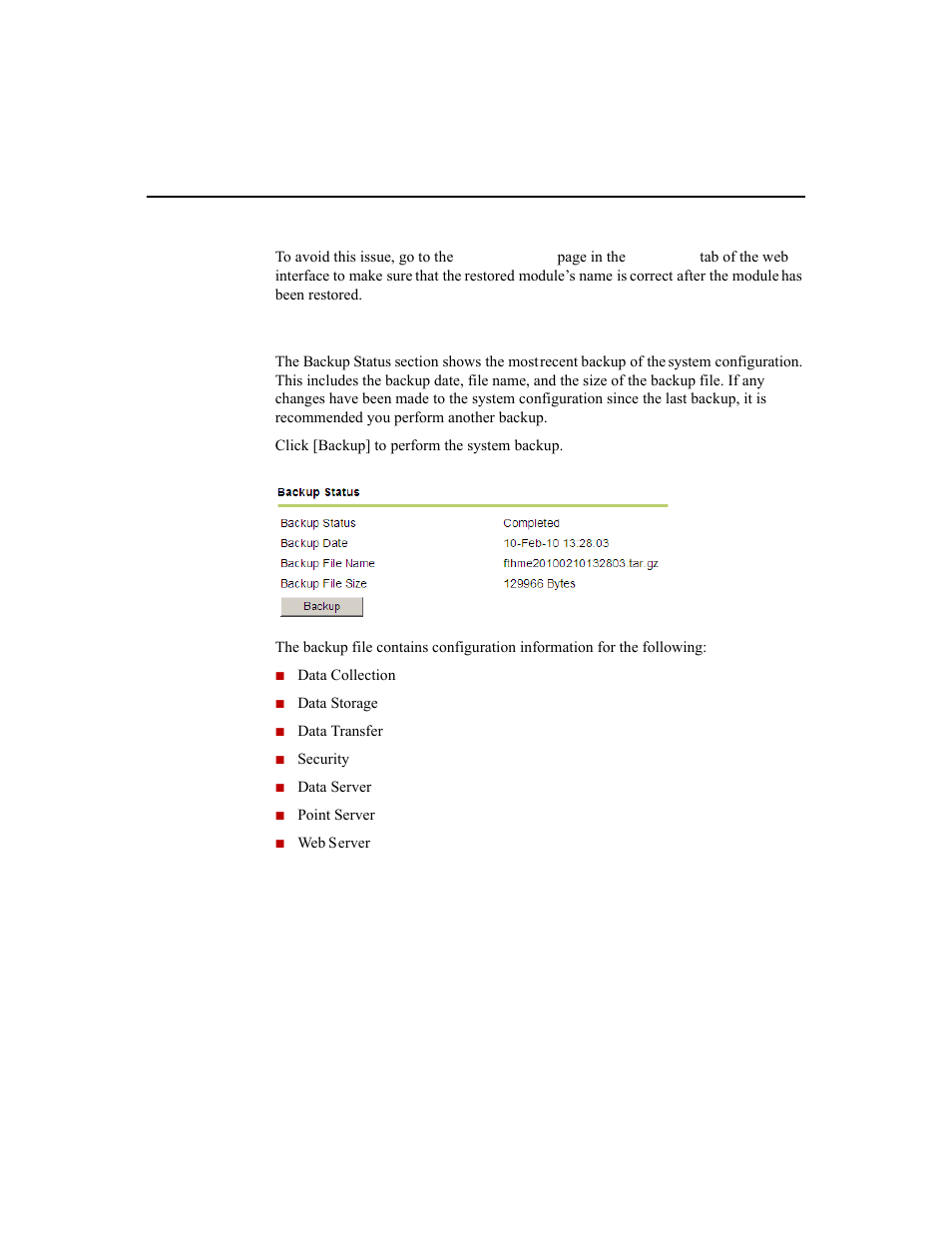 Displaying backup status | Rockwell Automation 1756-HIST2G Historian ME 2.1  User Manual | Page 147 / 320