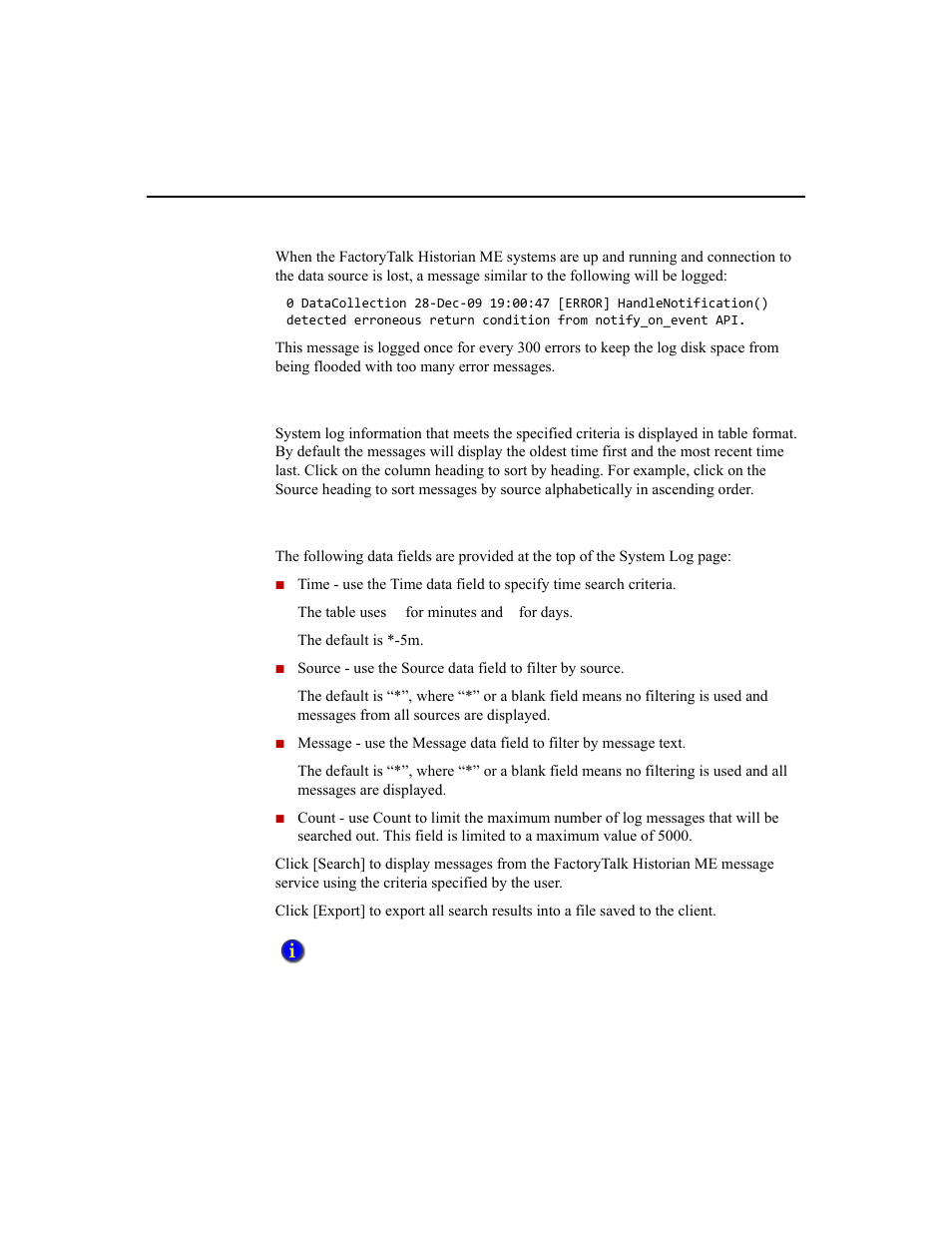 Sorting the system log, Defining a system log view | Rockwell Automation 1756-HIST2G Historian ME 2.1  User Manual | Page 155 / 320