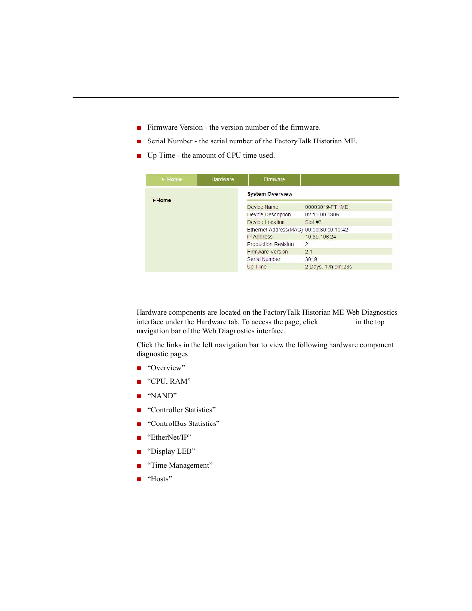 Hardware diagnostics | Rockwell Automation 1756-HIST2G Historian ME 2.1  User Manual | Page 186 / 320