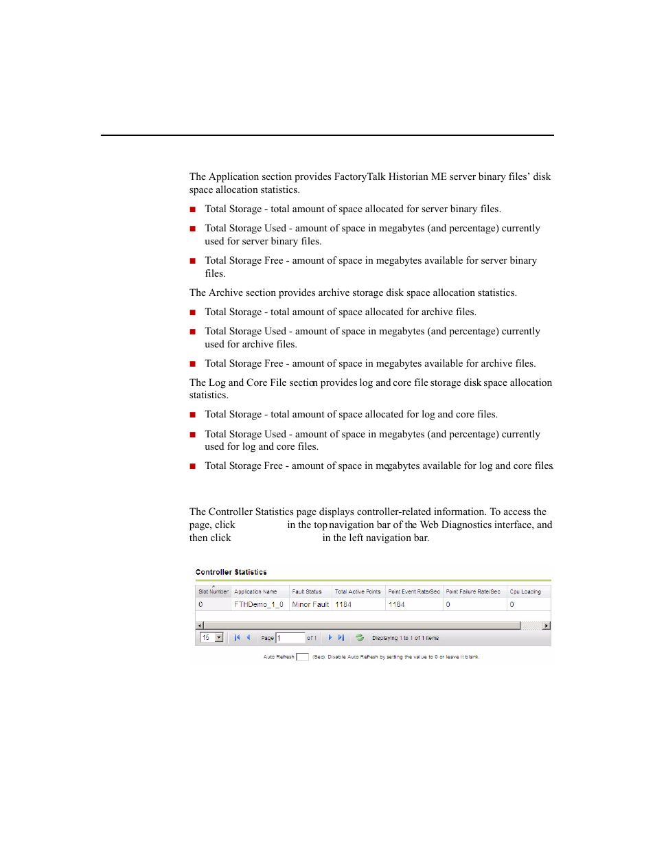 Controller statistics | Rockwell Automation 1756-HIST2G Historian ME 2.1  User Manual | Page 190 / 320