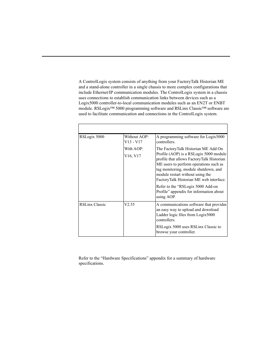 Controllogix system communications, Hardware specifications | Rockwell Automation 1756-HIST2G Historian ME 2.1  User Manual | Page 20 / 320