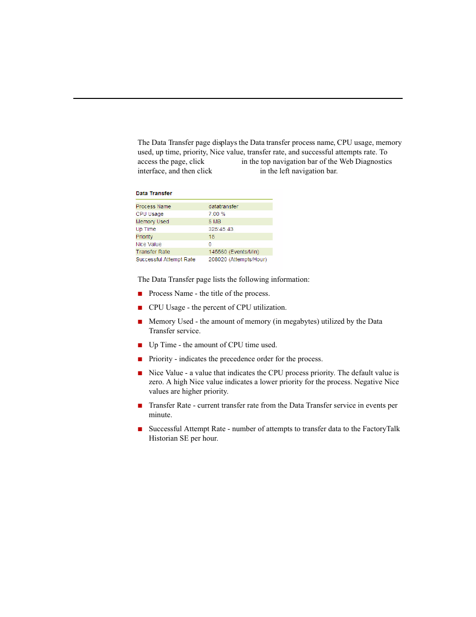 Data transfer | Rockwell Automation 1756-HIST2G Historian ME 2.1  User Manual | Page 203 / 320