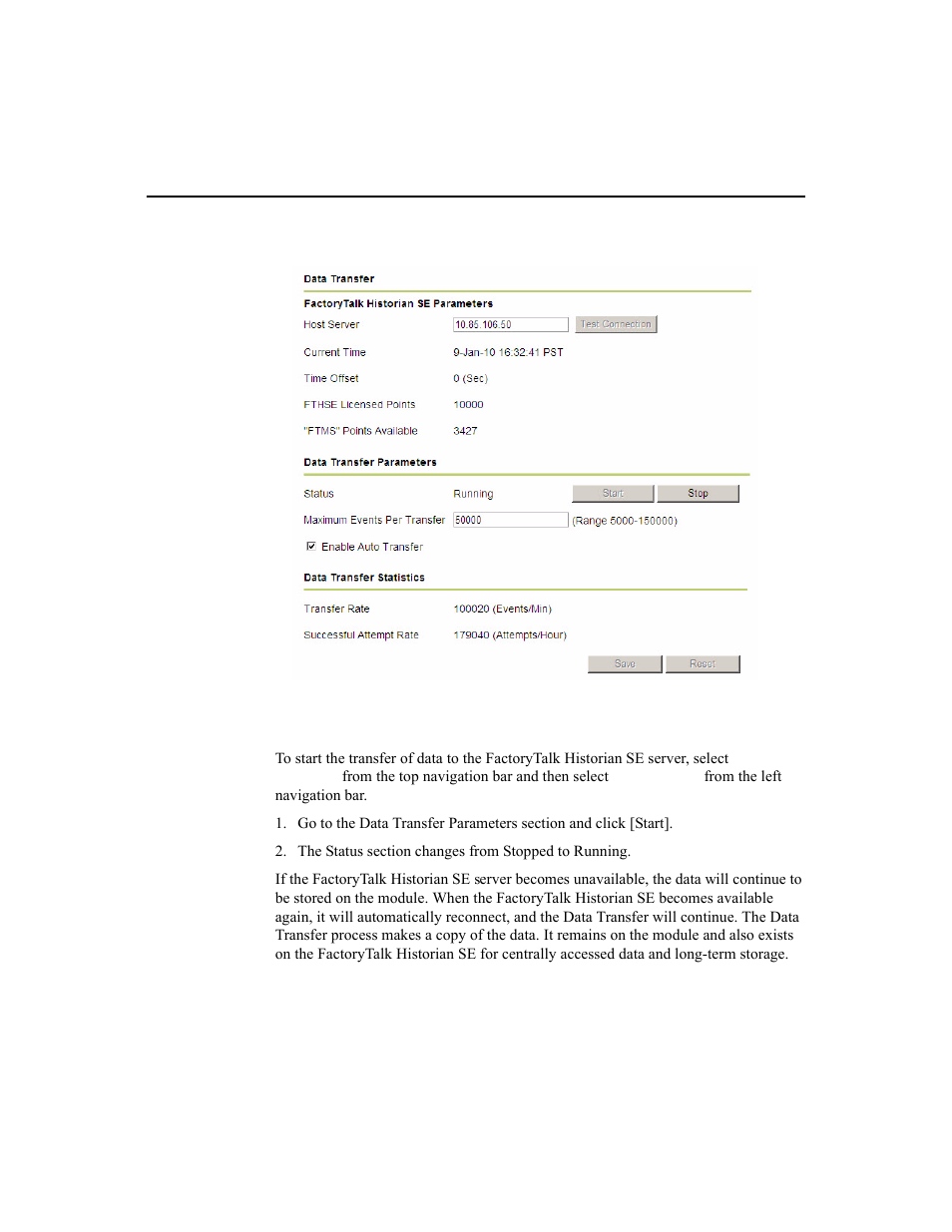 Initiating data transfer | Rockwell Automation 1756-HIST2G Historian ME 2.1  User Manual | Page 229 / 320