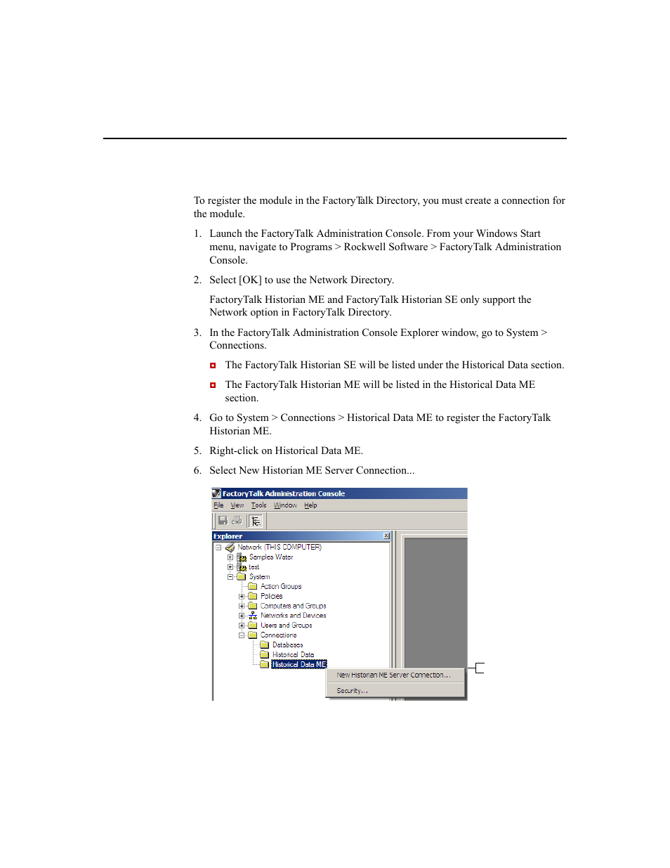 Creating a factorytalk historian me connection | Rockwell Automation 1756-HIST2G Historian ME 2.1  User Manual | Page 240 / 320