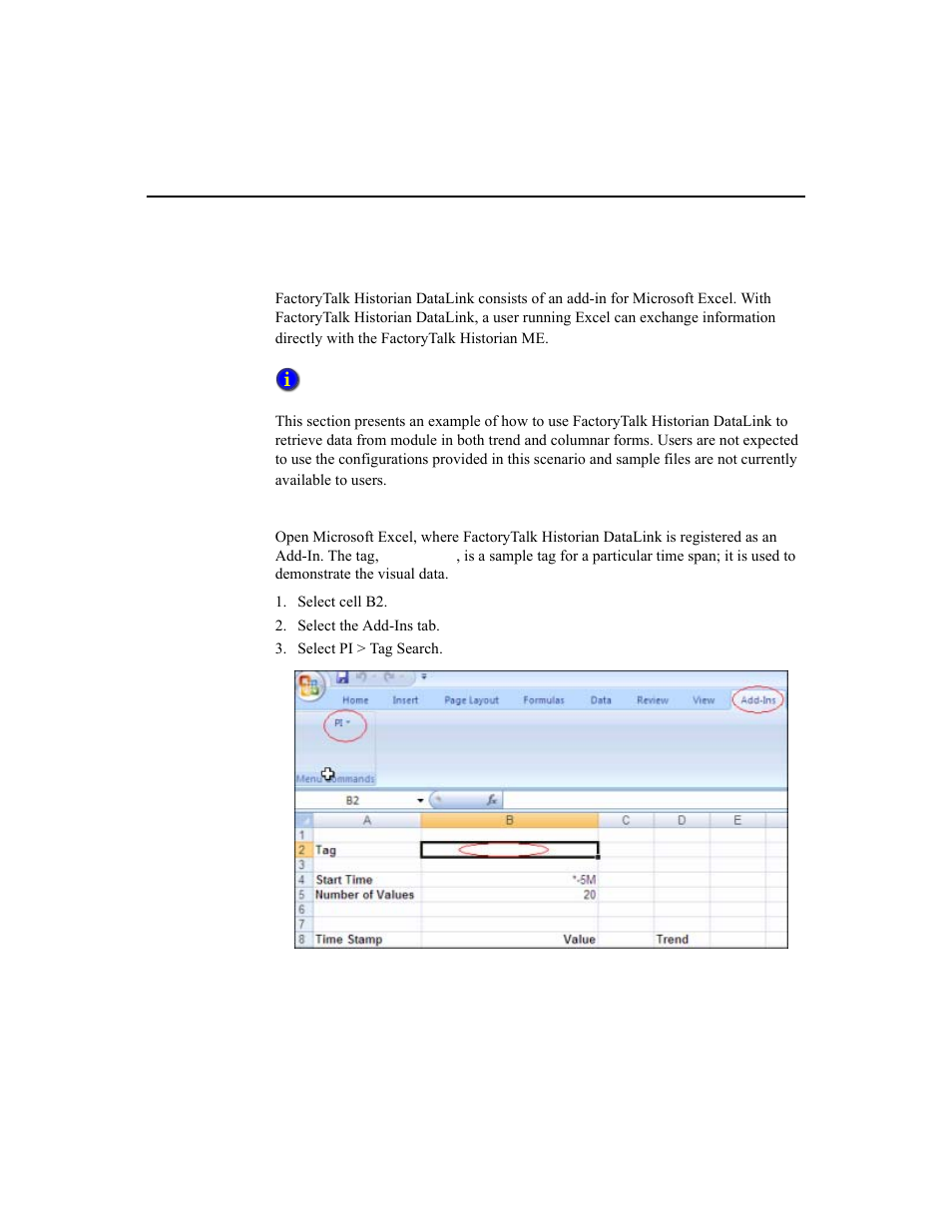 Using factorytalk historian datalink, Using datalink as an add-in: sample scenario | Rockwell Automation 1756-HIST2G Historian ME 2.1  User Manual | Page 245 / 320