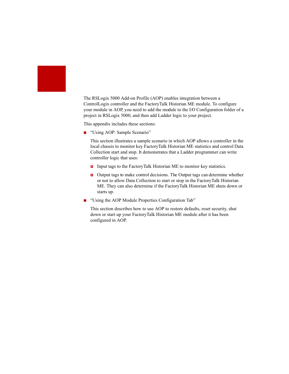 Rslogix 5000 add-on profile, D • rslogix 5000 add-on profile | Rockwell Automation 1756-HIST2G Historian ME 2.1  User Manual | Page 255 / 320