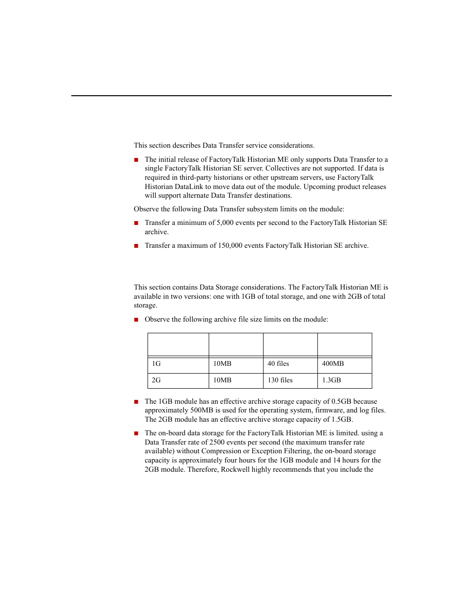 Data transfer, Data storage | Rockwell Automation 1756-HIST2G Historian ME 2.1  User Manual | Page 275 / 320