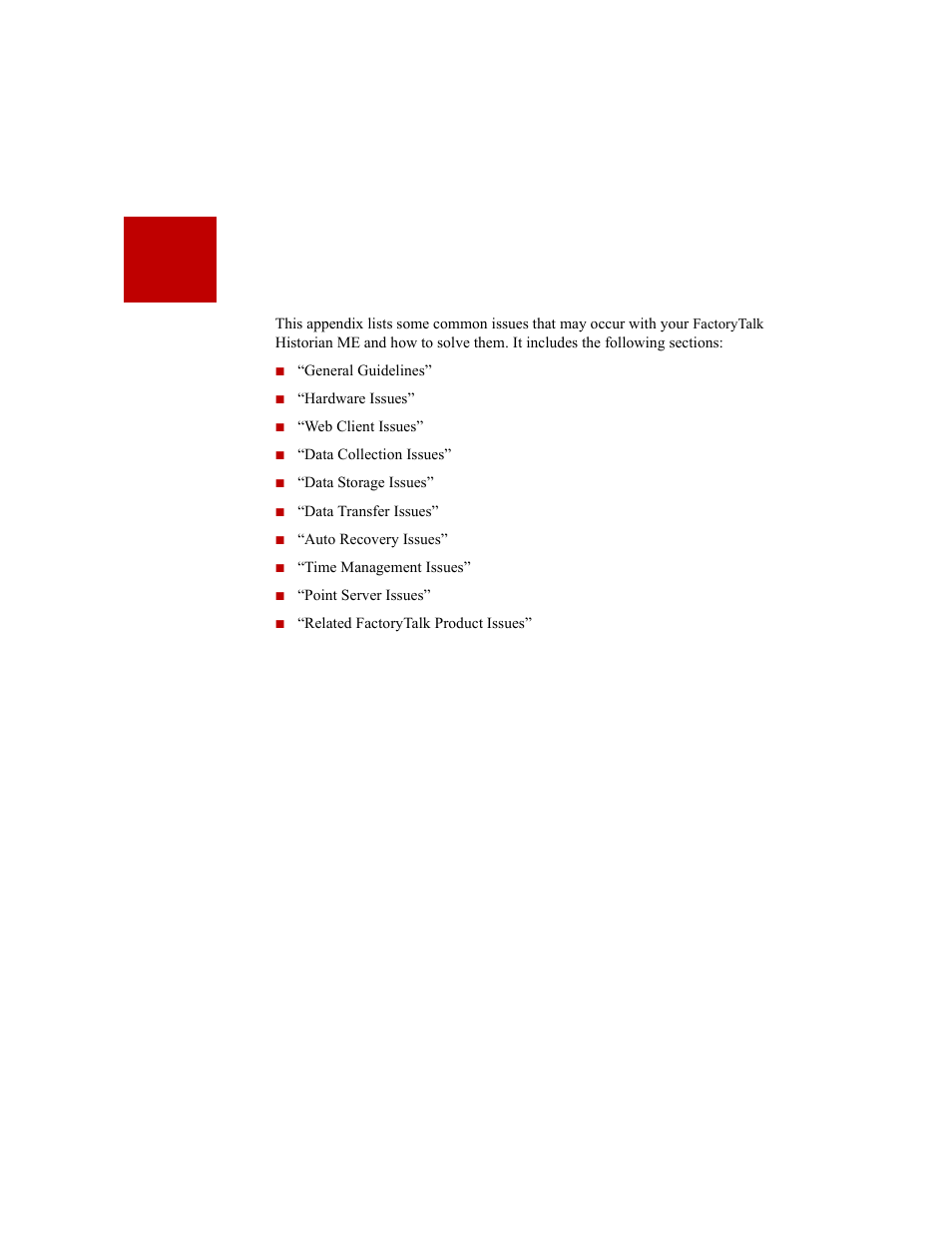 Troubleshooting, G• troubleshooting | Rockwell Automation 1756-HIST2G Historian ME 2.1  User Manual | Page 283 / 320