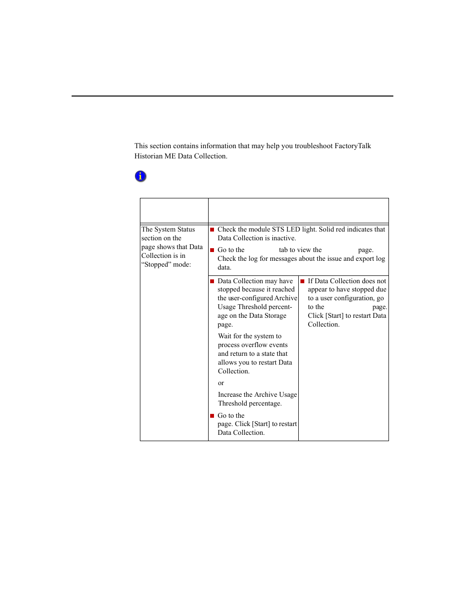 Data collection issues | Rockwell Automation 1756-HIST2G Historian ME 2.1  User Manual | Page 289 / 320