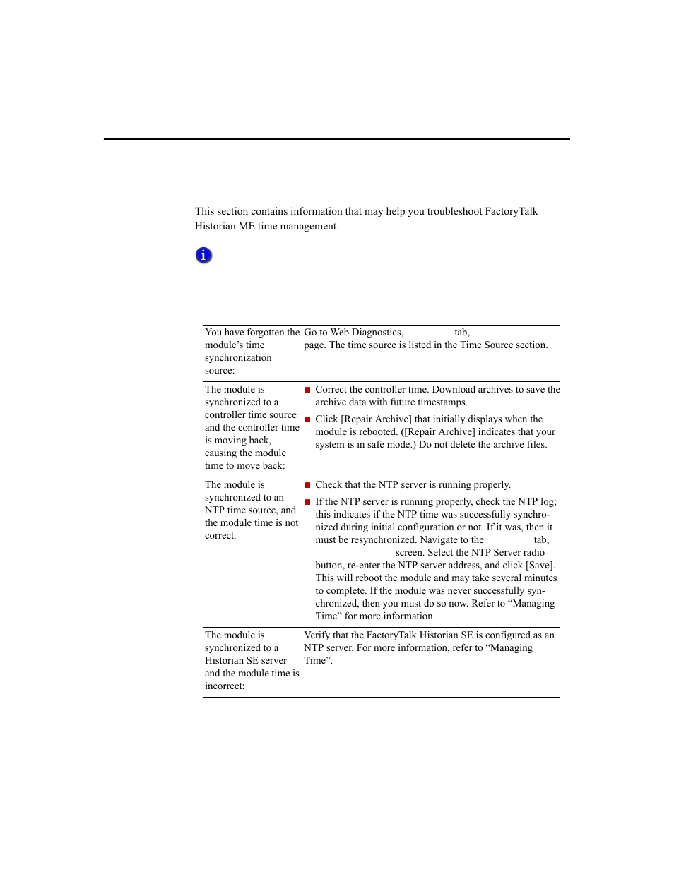 Time management issues | Rockwell Automation 1756-HIST2G Historian ME 2.1  User Manual | Page 298 / 320
