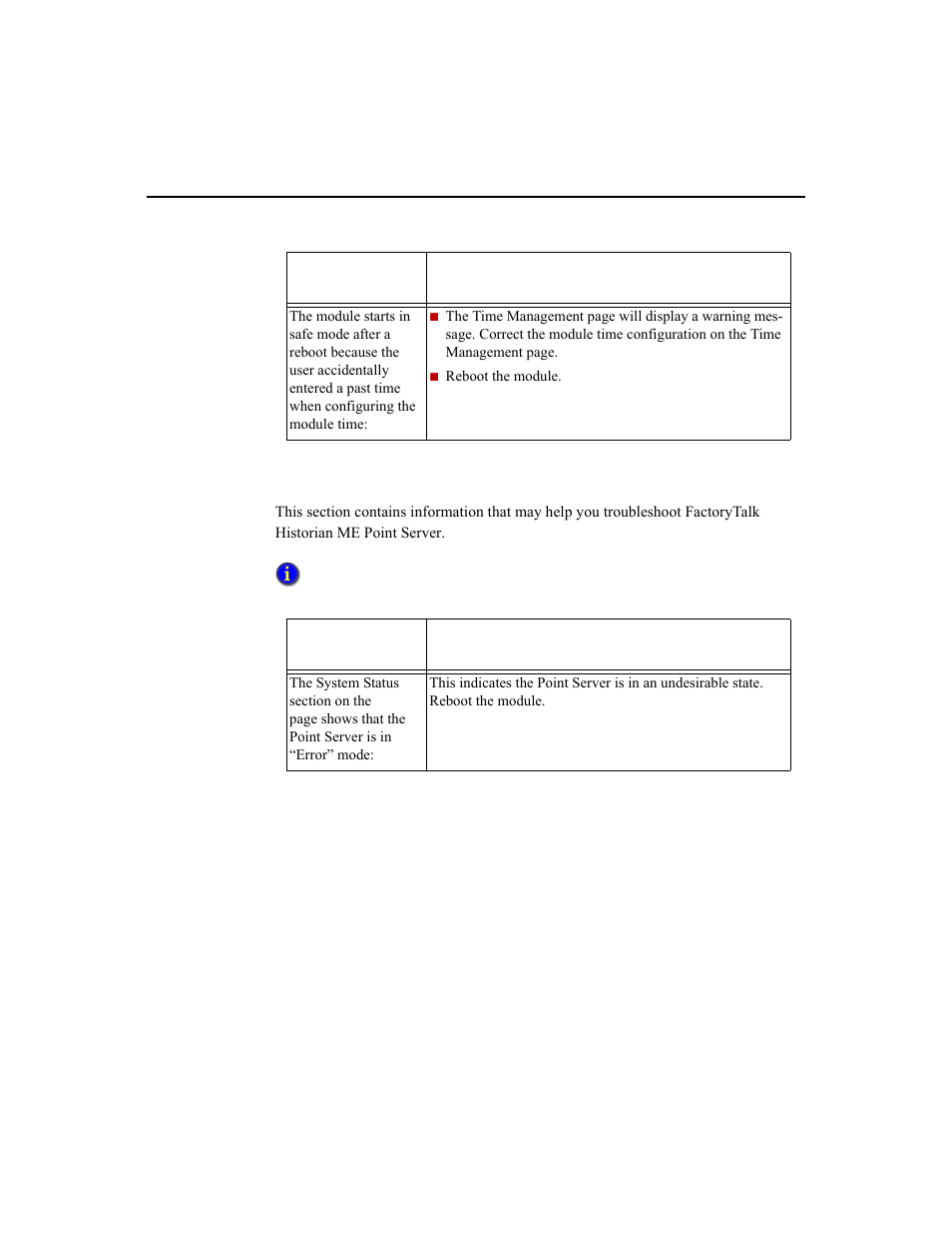 Point server issues | Rockwell Automation 1756-HIST2G Historian ME 2.1  User Manual | Page 299 / 320