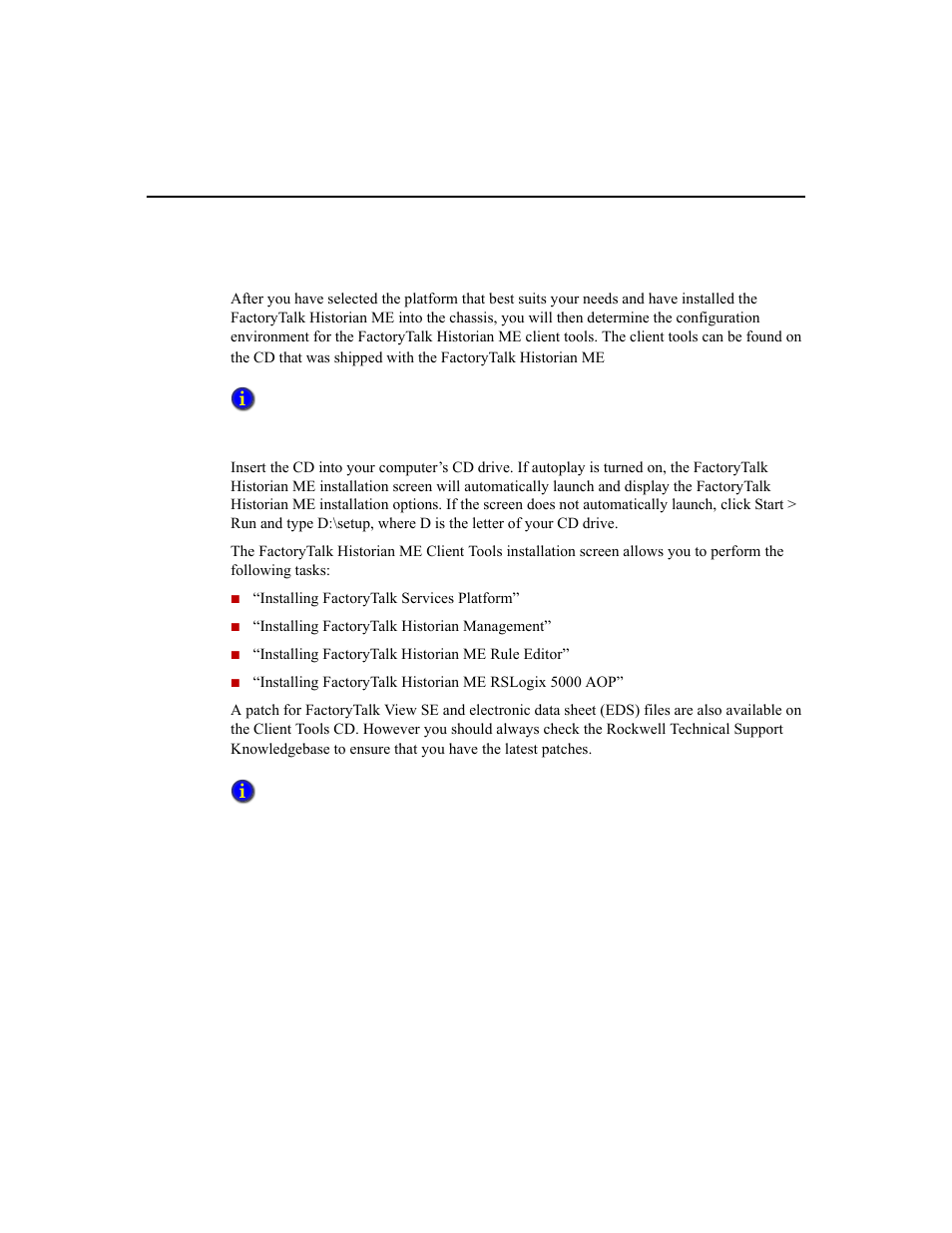 Installing factorytalk historian me client tools | Rockwell Automation 1756-HIST2G Historian ME 2.1  User Manual | Page 35 / 320