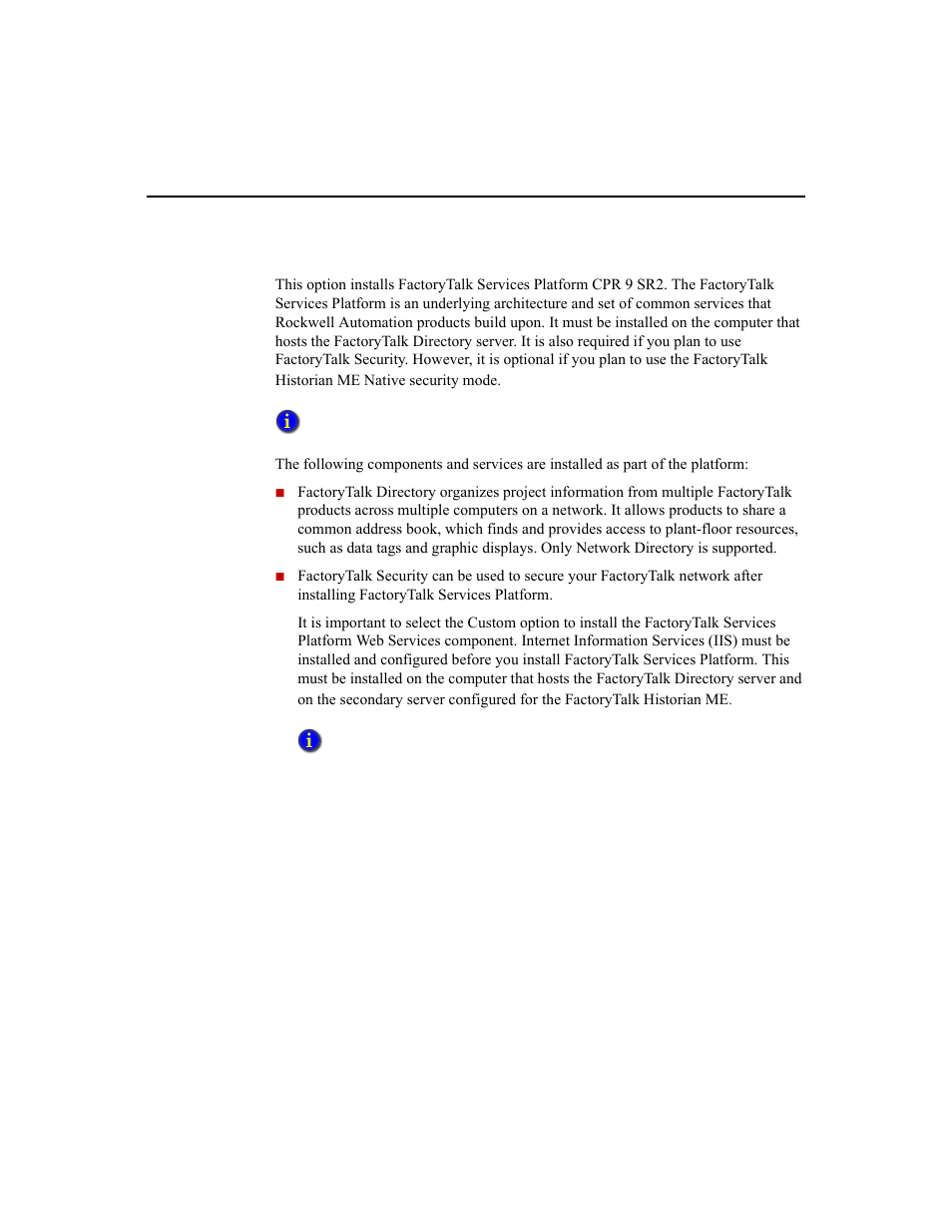 Installing factorytalk services platform | Rockwell Automation 1756-HIST2G Historian ME 2.1  User Manual | Page 37 / 320