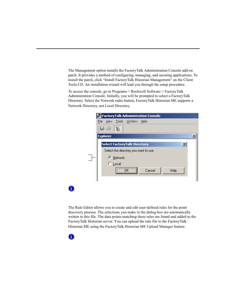 Installing factorytalk historian management, Installing factorytalk historian me rule editor | Rockwell Automation 1756-HIST2G Historian ME 2.1  User Manual | Page 38 / 320