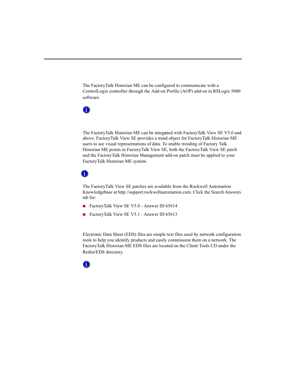 Installing factorytalk view se patch, Factorytalk historian me eds files | Rockwell Automation 1756-HIST2G Historian ME 2.1  User Manual | Page 39 / 320