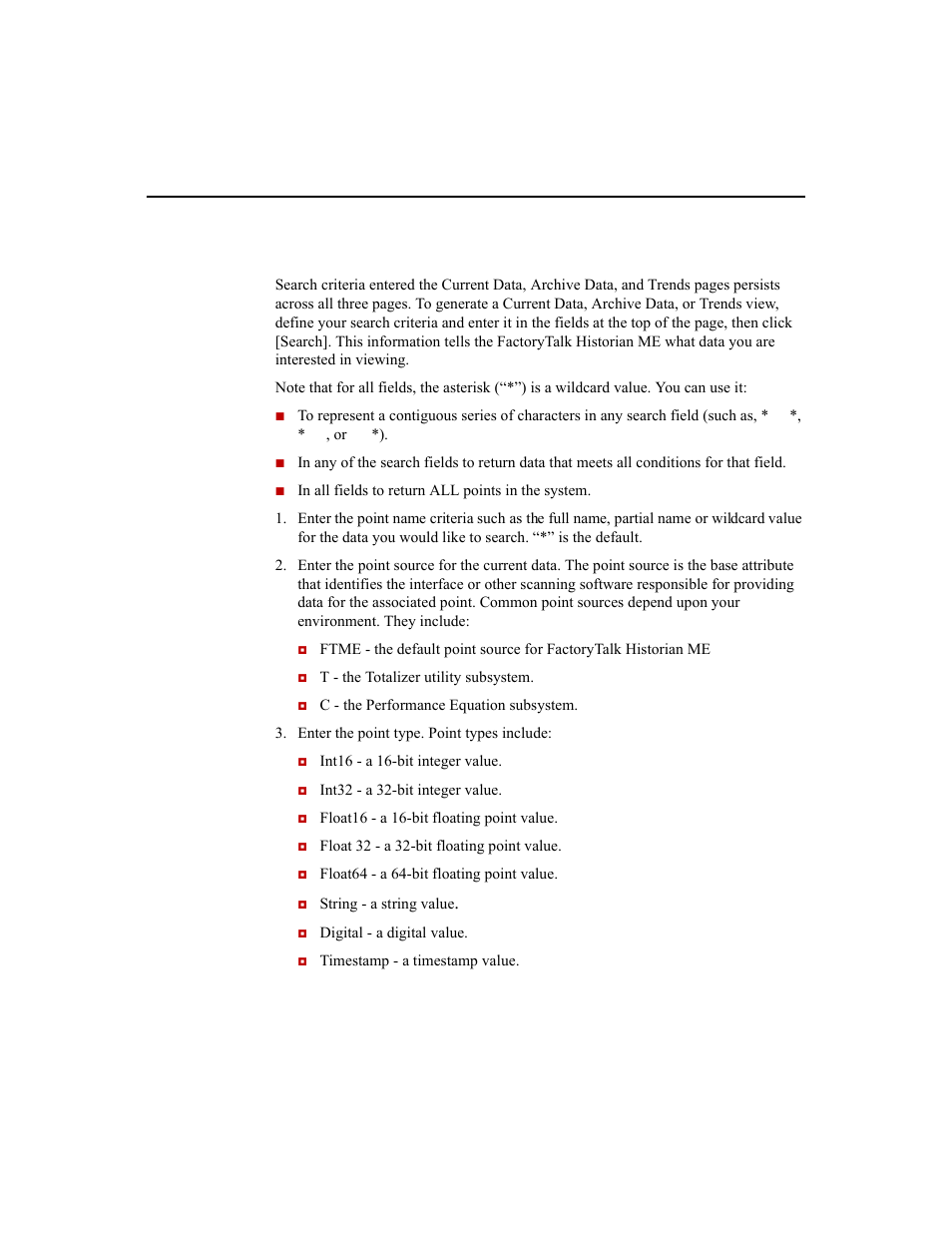 Defining search criteria | Rockwell Automation 1756-HIST2G Historian ME 2.1  User Manual | Page 62 / 320