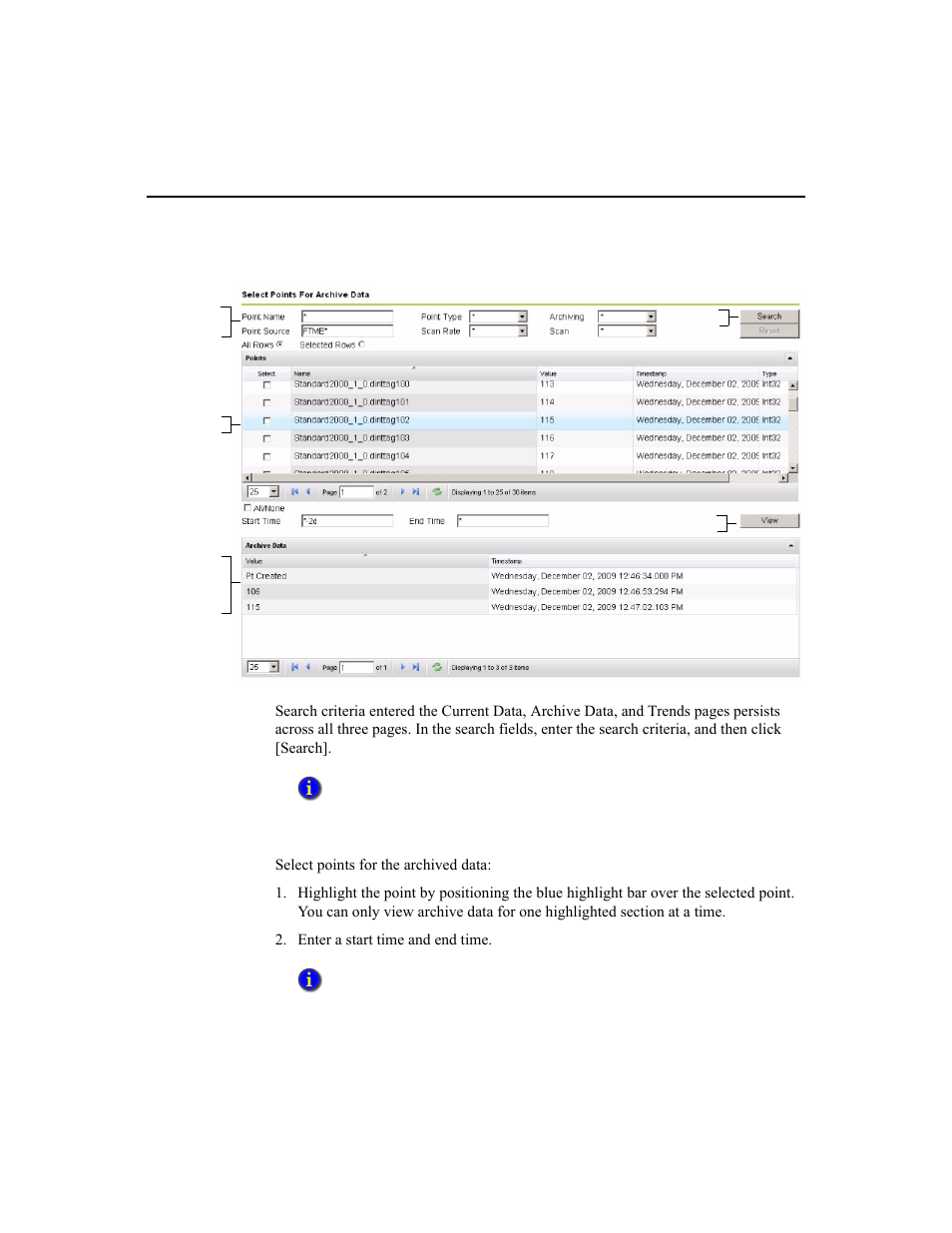 Selecting archive data points | Rockwell Automation 1756-HIST2G Historian ME 2.1  User Manual | Page 65 / 320