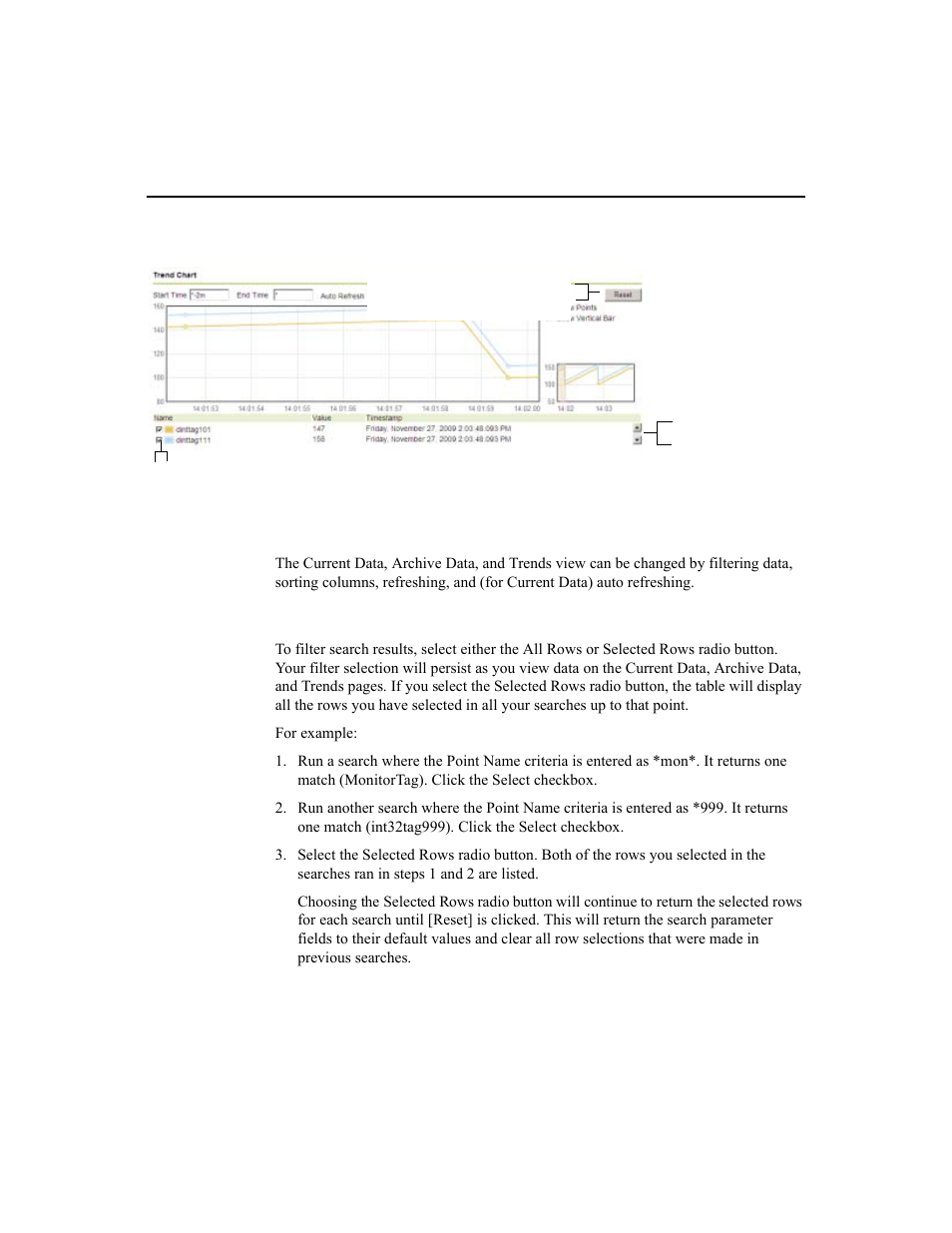 Changing the views, Filtering search results data | Rockwell Automation 1756-HIST2G Historian ME 2.1  User Manual | Page 70 / 320