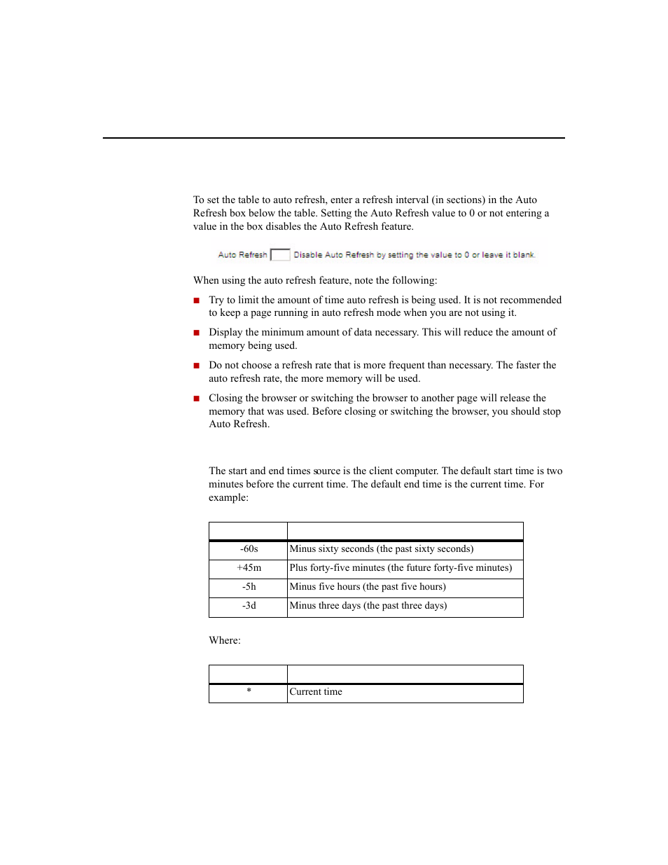 Auto refreshing a view, Start and end times | Rockwell Automation 1756-HIST2G Historian ME 2.1  User Manual | Page 72 / 320
