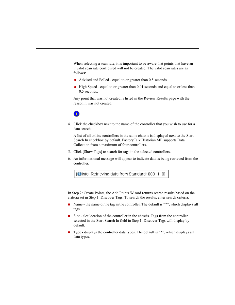 Creating points | Rockwell Automation 1756-HIST2G Historian ME 2.1  User Manual | Page 78 / 320