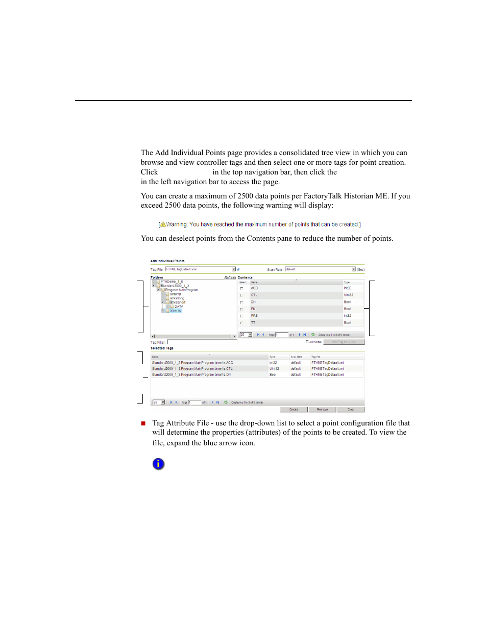 Using the tag browser to create points | Rockwell Automation 1756-HIST2G Historian ME 2.1  User Manual | Page 83 / 320