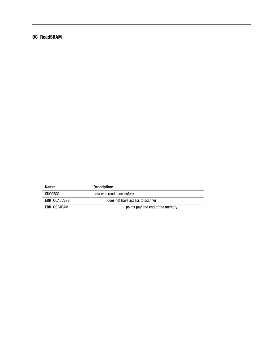 Oc_readsram -61 | Rockwell Automation 1747-PCINT API Software for 1746 I/O User Manual | Page 115 / 155