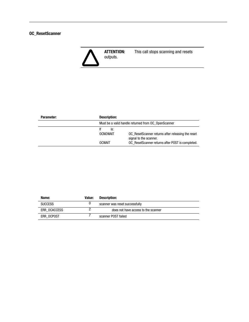 Oc_resetscanner -63 | Rockwell Automation 1747-PCINT API Software for 1746 I/O User Manual | Page 117 / 155