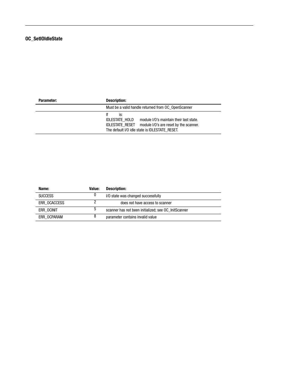 Oc_setioidlestate -68 | Rockwell Automation 1747-PCINT API Software for 1746 I/O User Manual | Page 122 / 155