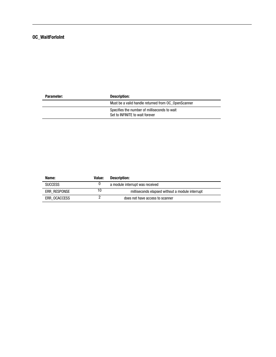 Oc_waitforioint -85 | Rockwell Automation 1747-PCINT API Software for 1746 I/O User Manual | Page 139 / 155