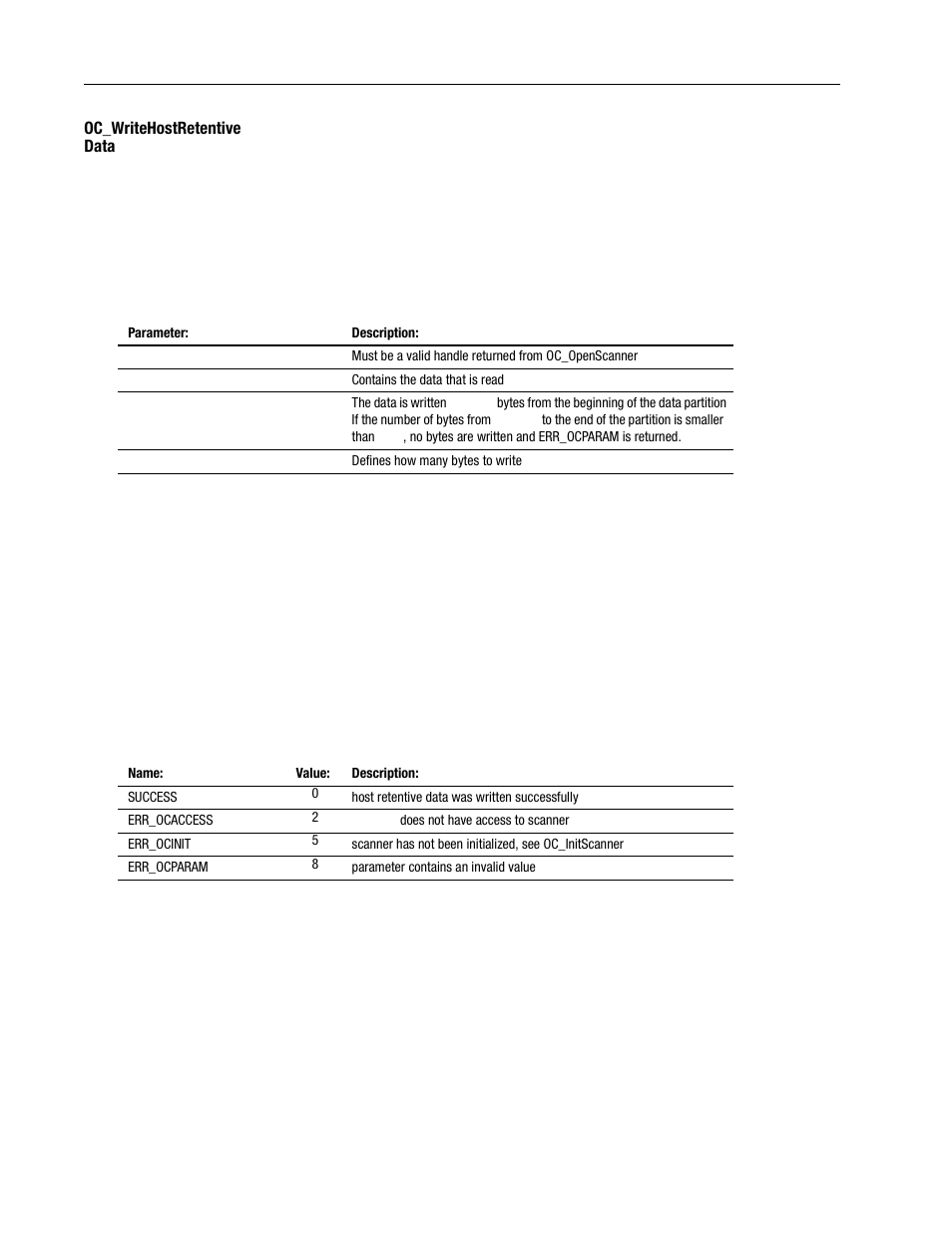 Oc_writehostretentive, Data -86 | Rockwell Automation 1747-PCINT API Software for 1746 I/O User Manual | Page 140 / 155