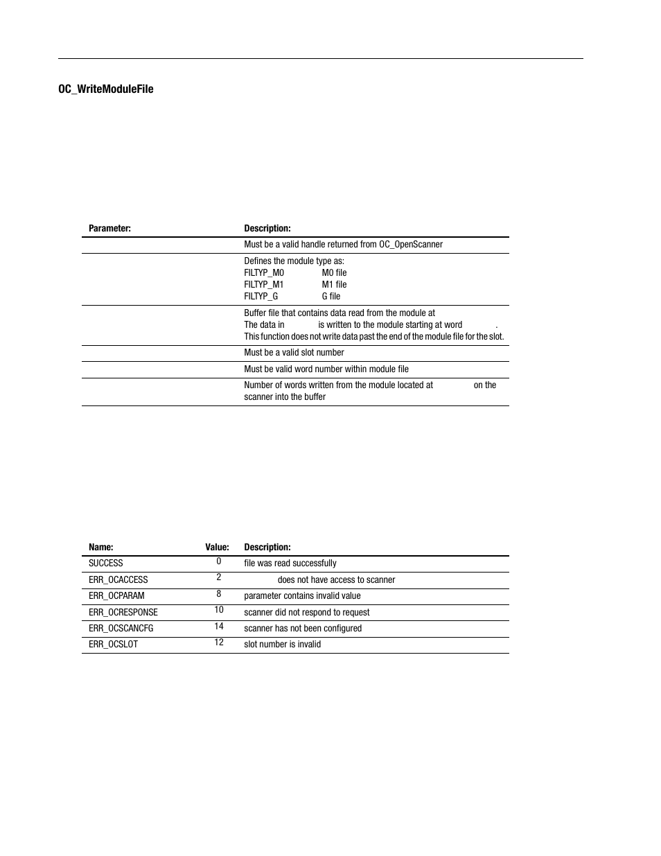 Oc_writemodulefile -88 | Rockwell Automation 1747-PCINT API Software for 1746 I/O User Manual | Page 142 / 155