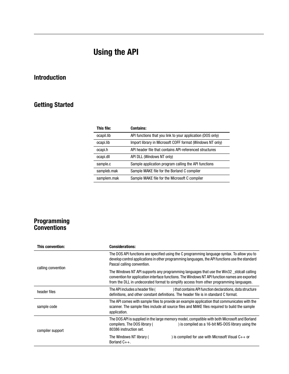 Chapter 2 - using the api, Introduction, Getting started | Programming conventions, Chapter 2, Using the api, Chapter | Rockwell Automation 1747-PCINT API Software for 1746 I/O User Manual | Page 17 / 155