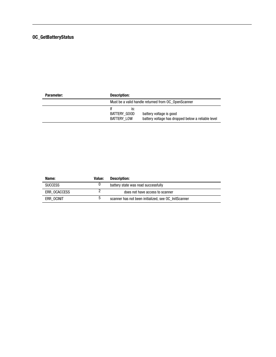 Oc_getbatterystatus -21 | Rockwell Automation 1747-PCINT API Software for 1746 I/O User Manual | Page 75 / 155
