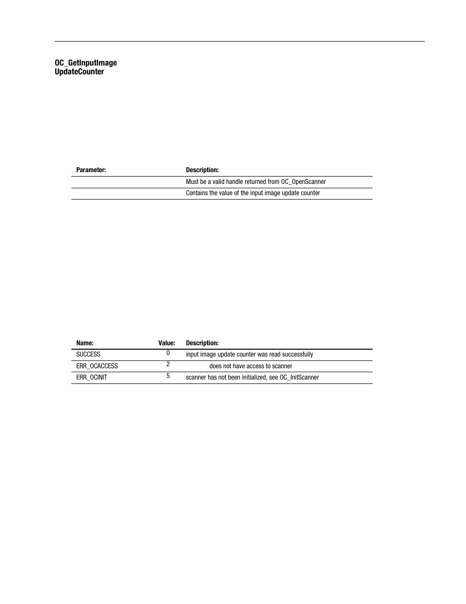 Oc_getinputimage, Updatecounter -25 | Rockwell Automation 1747-PCINT API Software for 1746 I/O User Manual | Page 79 / 155