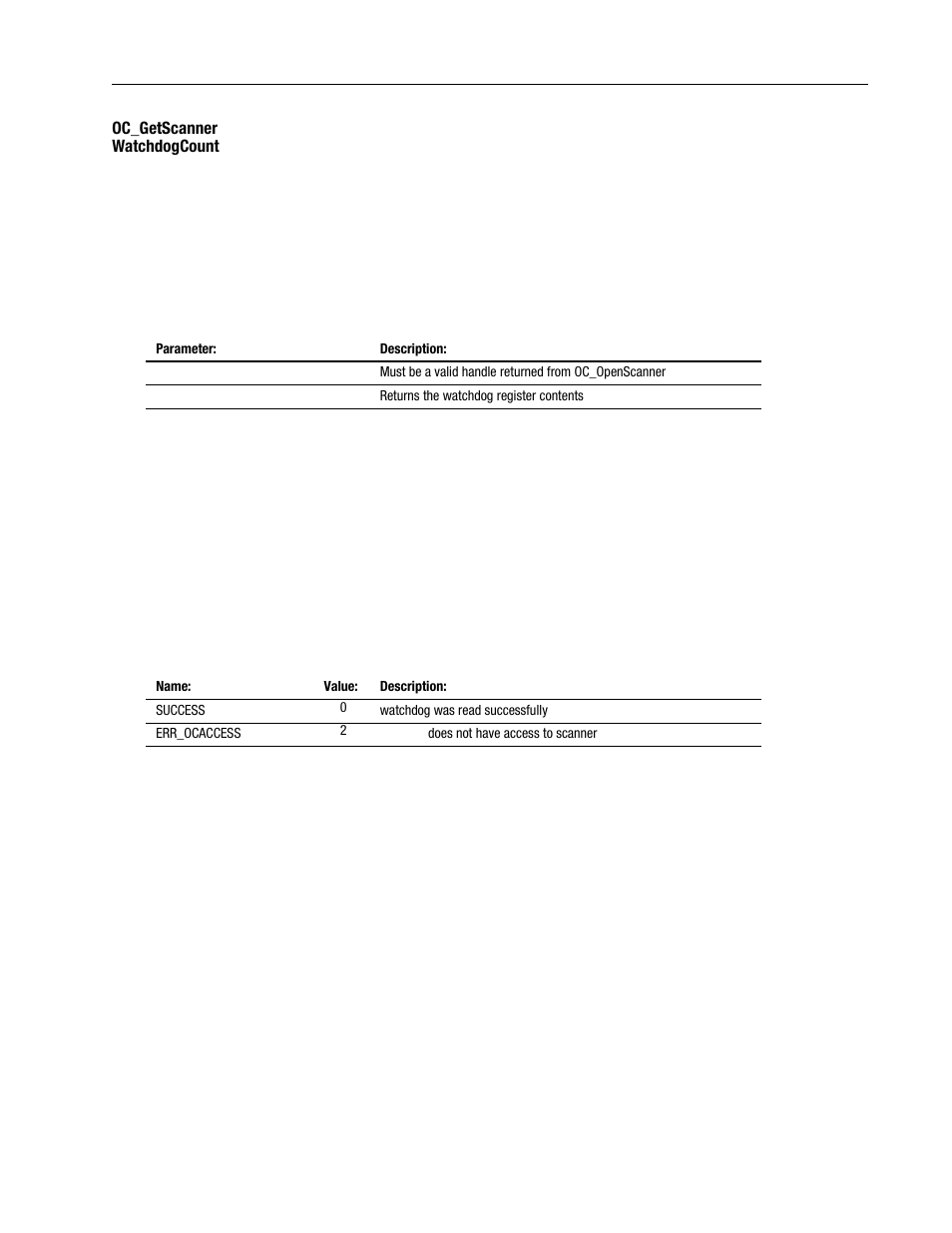 Oc_getscanner, Watchdogcount -35 | Rockwell Automation 1747-PCINT API Software for 1746 I/O User Manual | Page 89 / 155