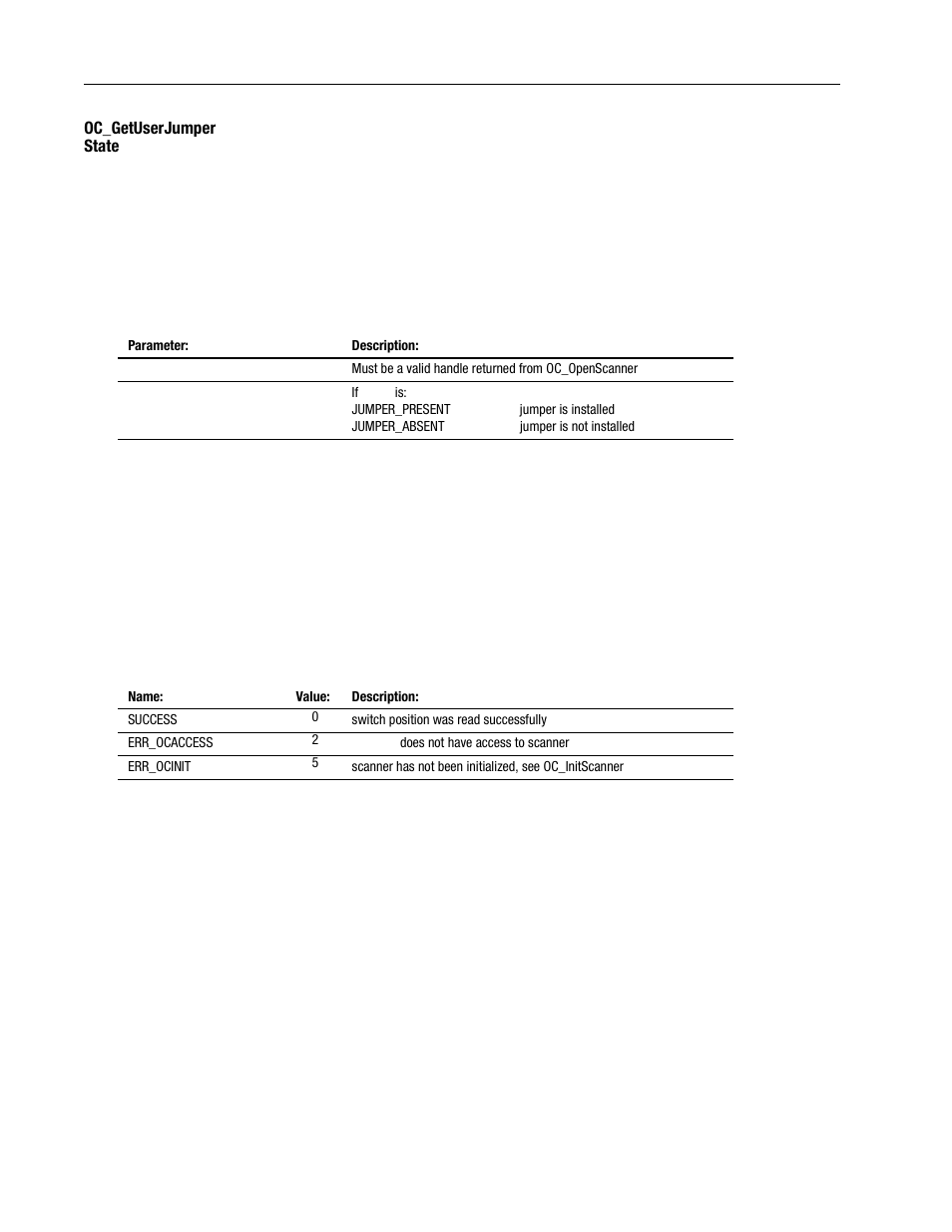 Oc_getuserjumper, State -42 | Rockwell Automation 1747-PCINT API Software for 1746 I/O User Manual | Page 96 / 155