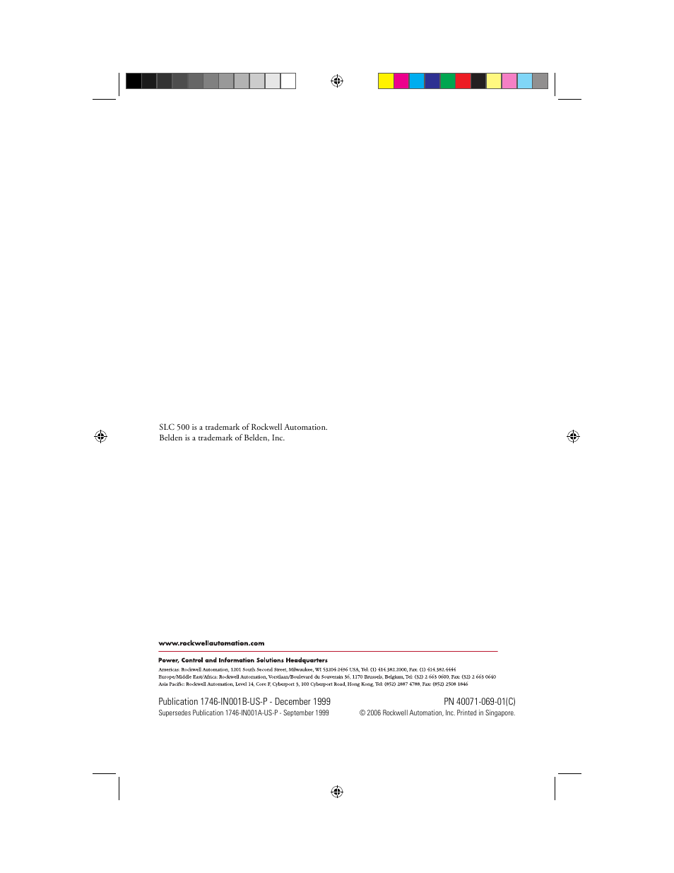 Back cover | Rockwell Automation 1746-NI16V SLC 500 Analog I/O Modules User Manual | Page 20 / 20