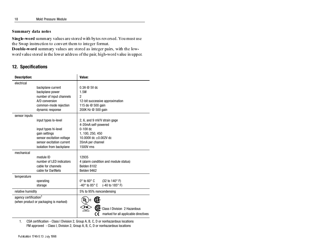 Double-word | Rockwell Automation 1746-MPM INSTALL INSTRUC MOLD PRESSURE User Manual | Page 18 / 24