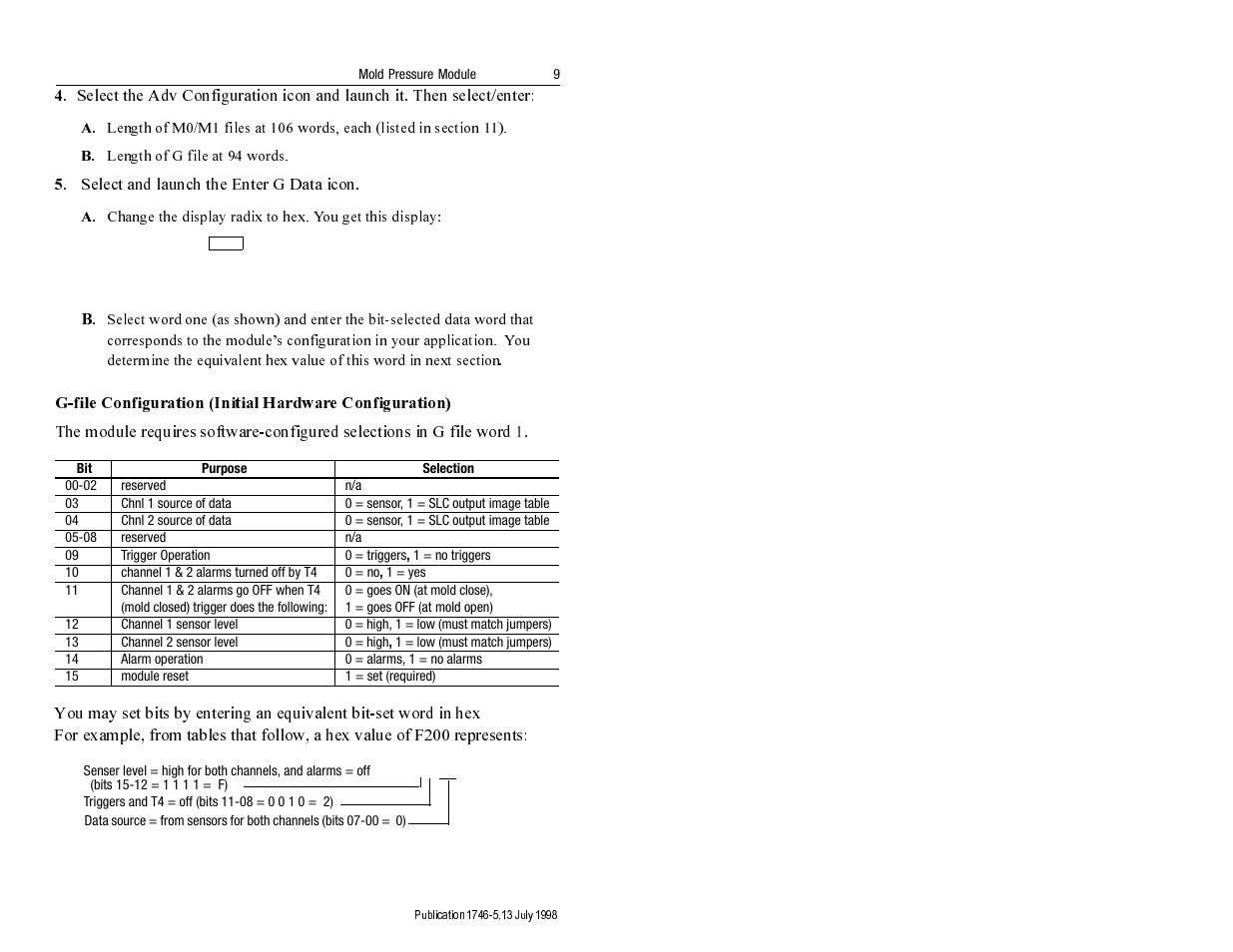 Select and launch the enter g data icon. a, Length of g file at 94 words | Rockwell Automation 1746-MPM INSTALL INSTRUC MOLD PRESSURE User Manual | Page 9 / 24