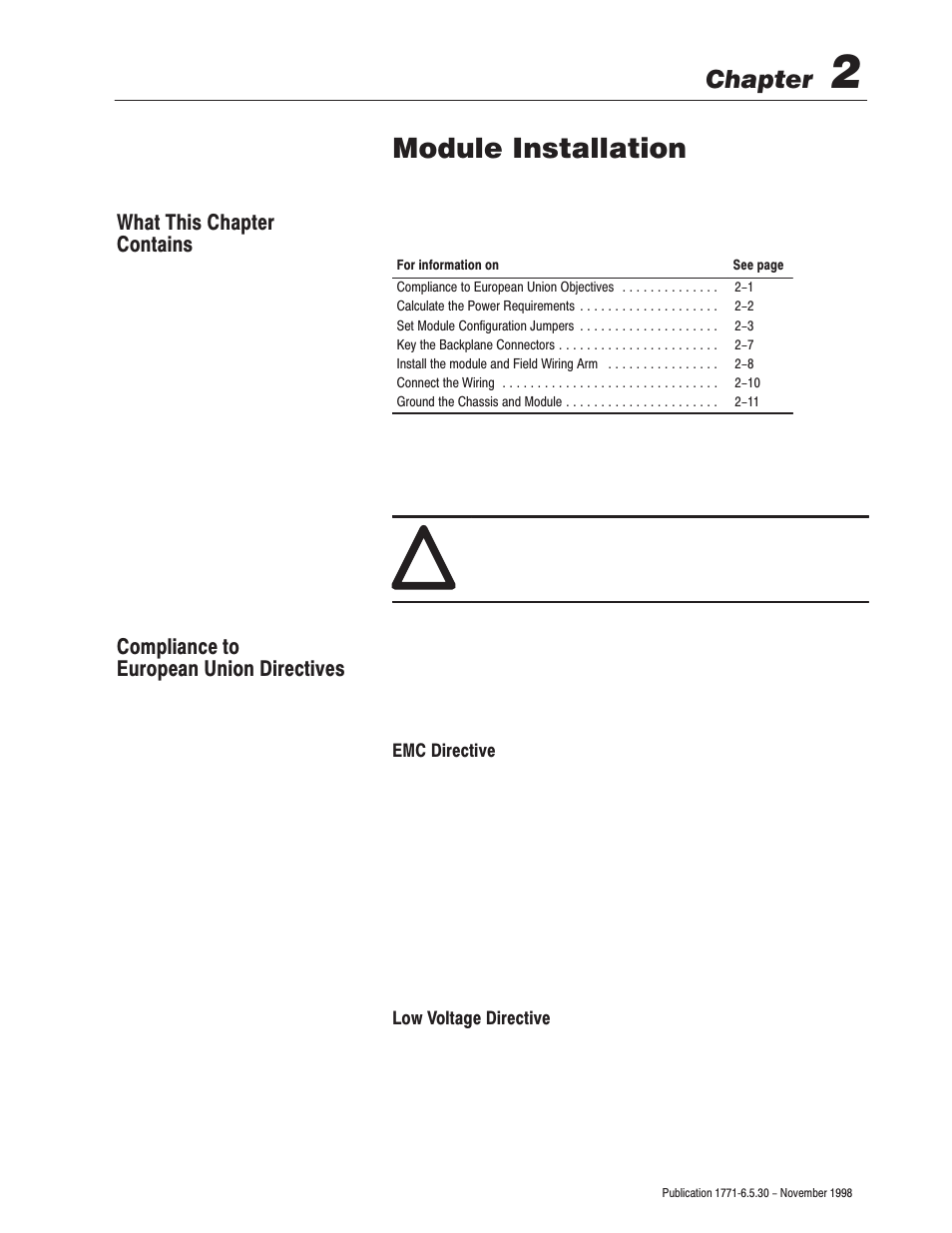 Module installation, Chapter | Rockwell Automation 1771-OFE/B Analog Output Module User Manual User Manual | Page 15 / 84