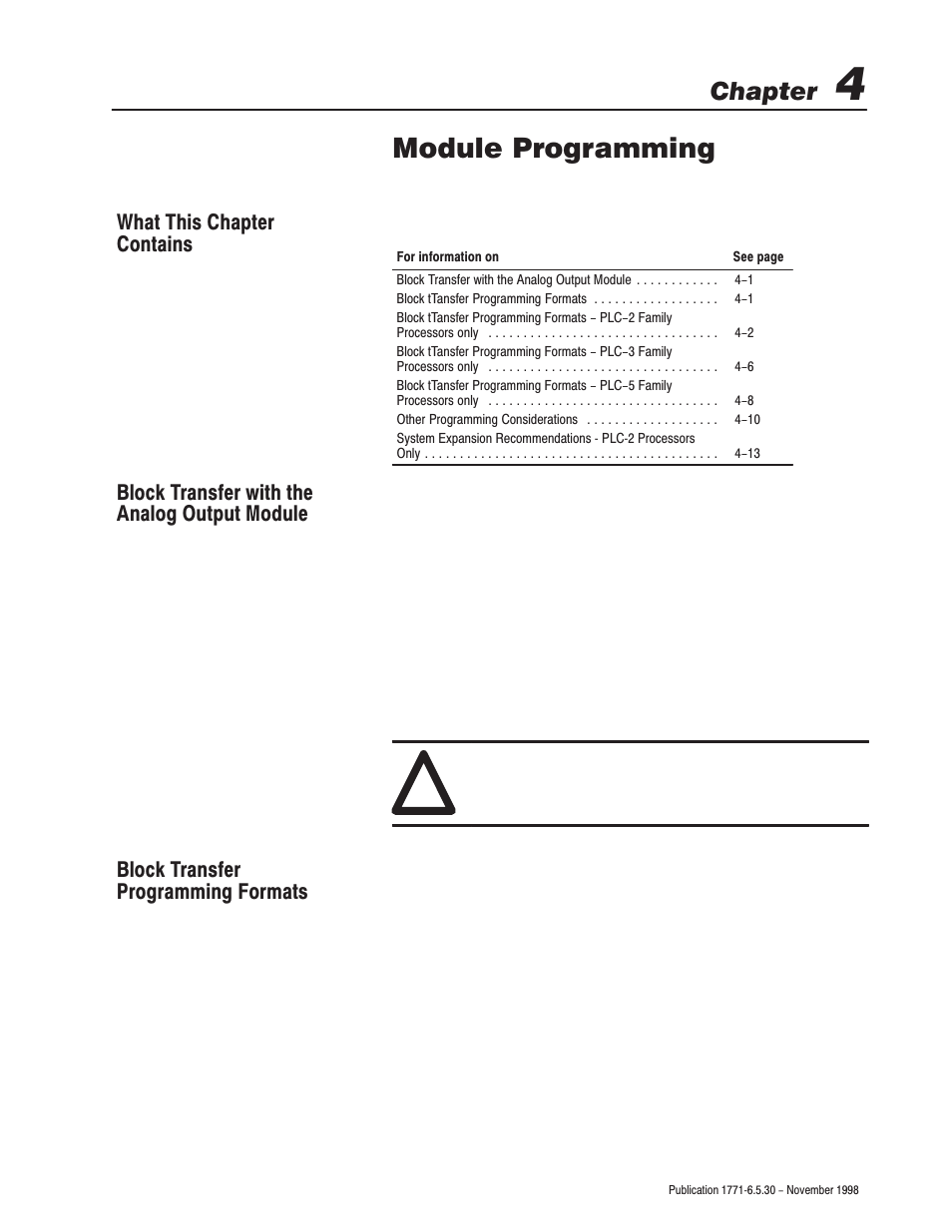 Module programming, Chapter | Rockwell Automation 1771-OFE/B Analog Output Module User Manual User Manual | Page 37 / 84