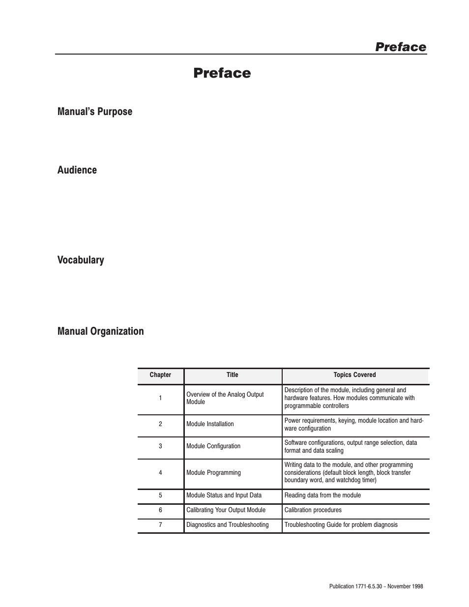 Preface | Rockwell Automation 1771-OFE/B Analog Output Module User Manual User Manual | Page 5 / 84