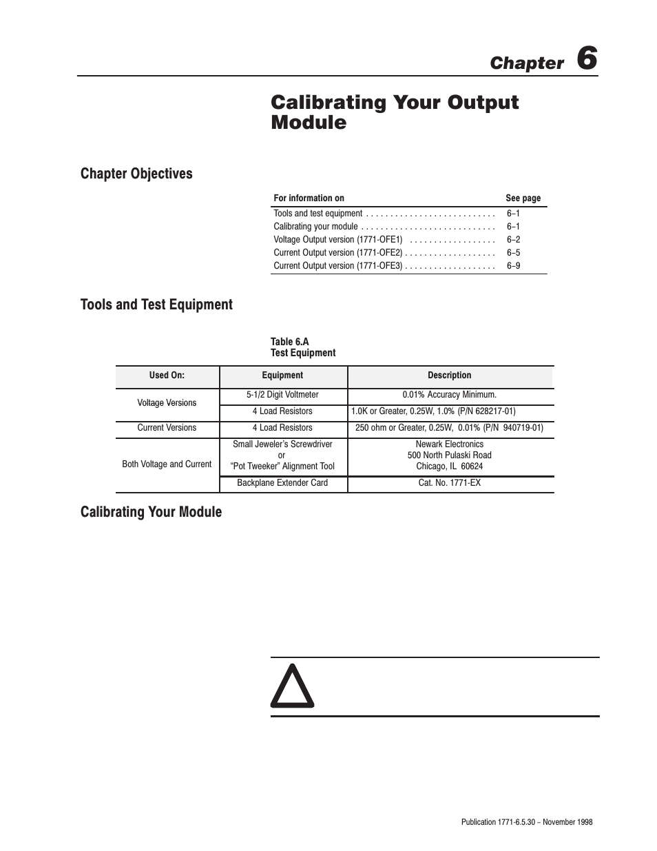 Calibrating your output module, Chapter | Rockwell Automation 1771-OFE/B Analog Output Module User Manual User Manual | Page 53 / 84