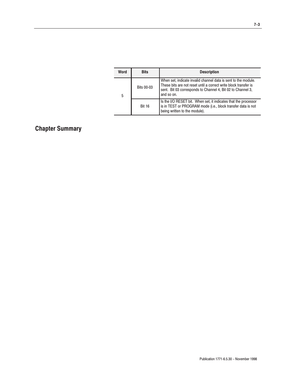 Chapter summary | Rockwell Automation 1771-OFE/B Analog Output Module User Manual User Manual | Page 67 / 84