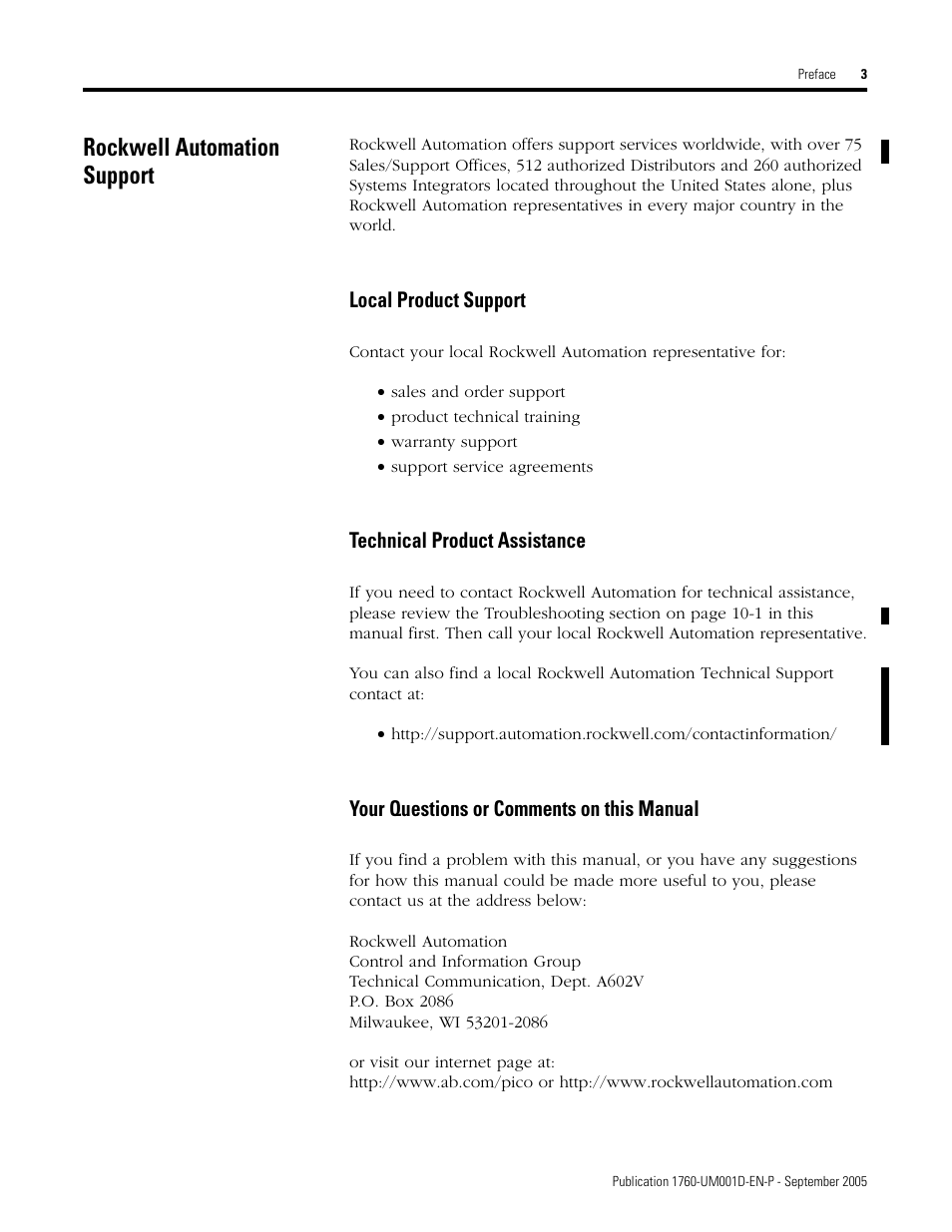 Rockwell automation support | Rockwell Automation 1760-xxxx Pico Controller User Manual User Manual | Page 11 / 218