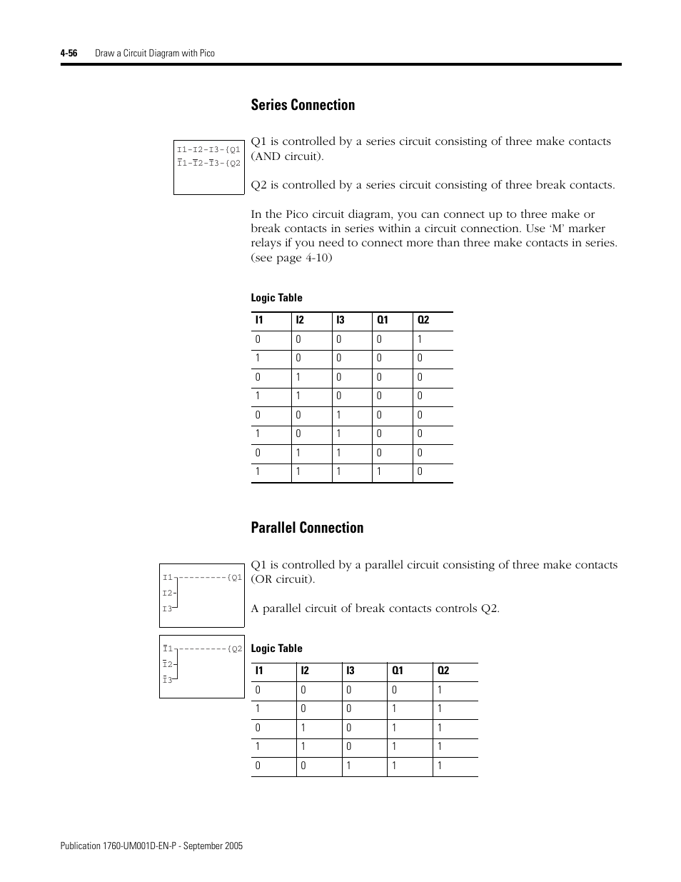 Series connection, Parallel connection | Rockwell Automation 1760-xxxx Pico Controller User Manual User Manual | Page 116 / 218