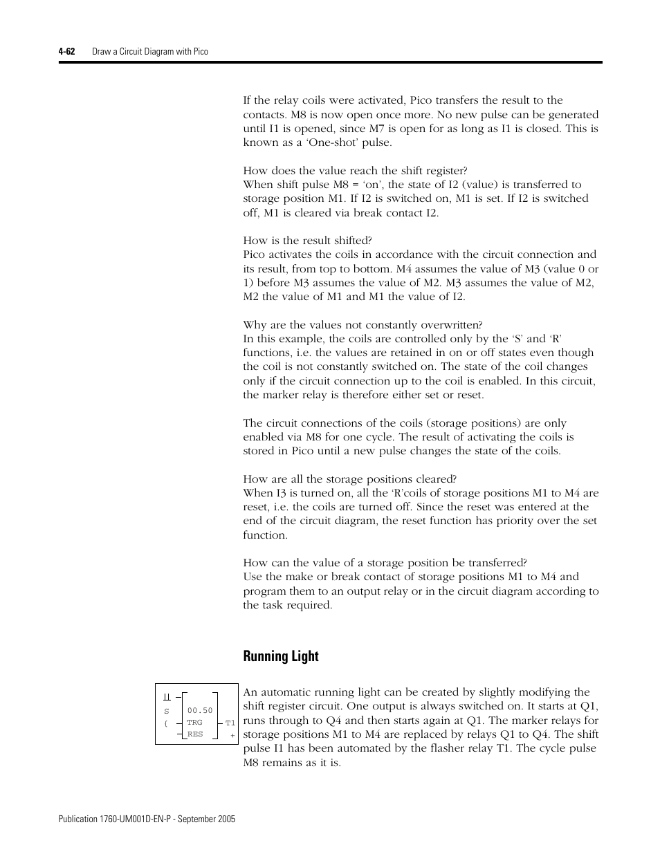 Running light | Rockwell Automation 1760-xxxx Pico Controller User Manual User Manual | Page 122 / 218